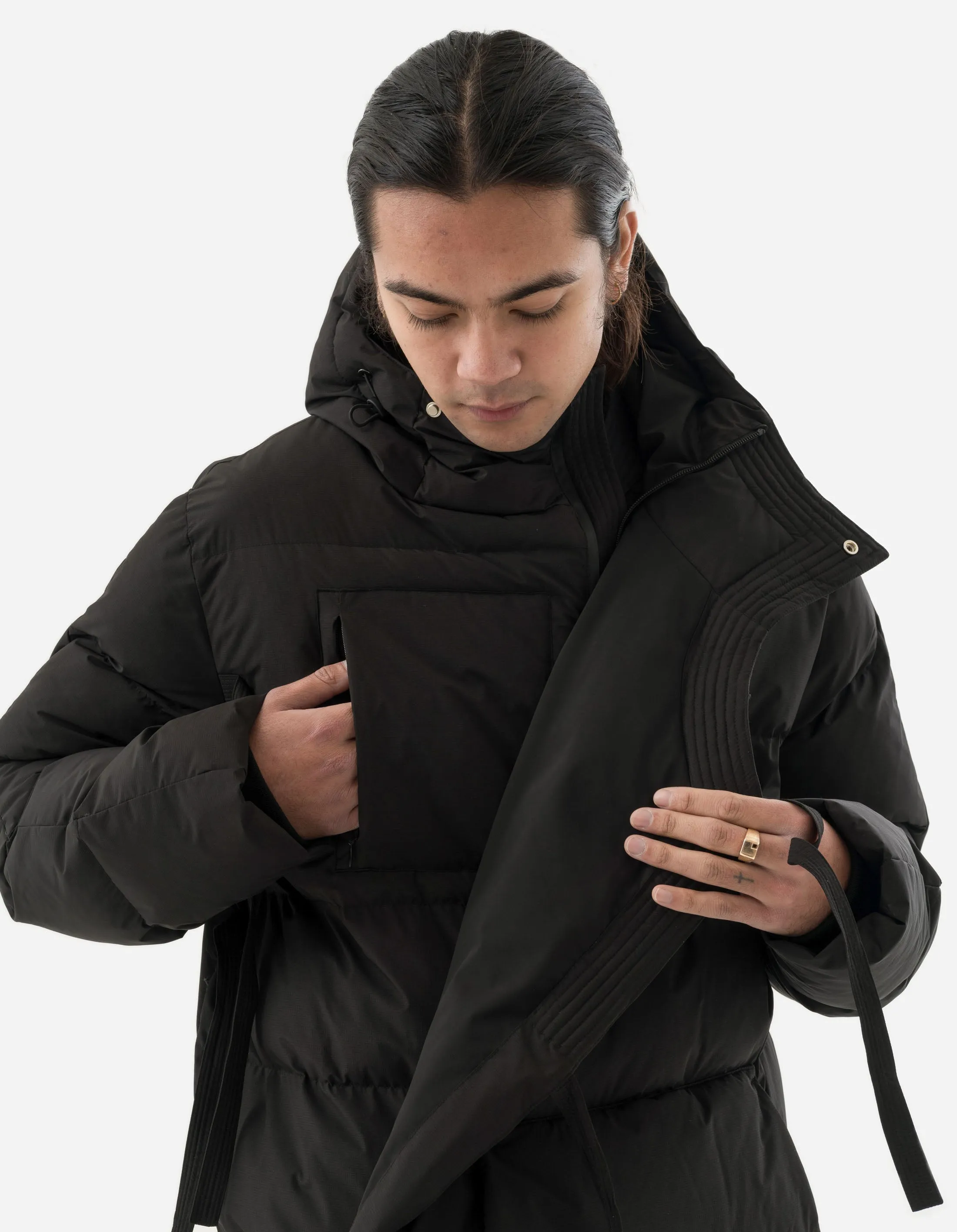 Tibetan 1381 Black Padded Tech Parka - Stylish and Functional Outerwear