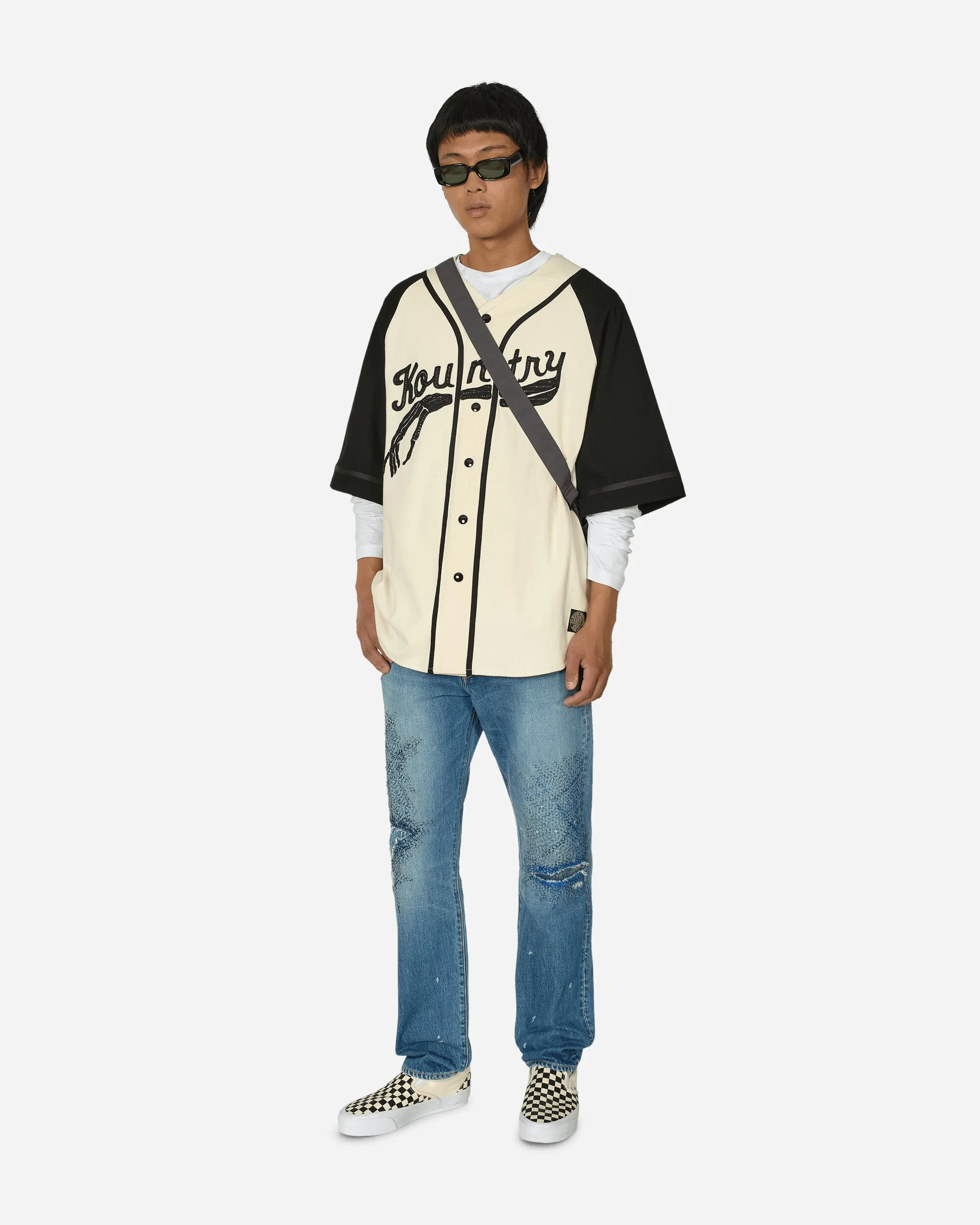 16/-Densed Jersey Baseball Shirt (Bone) Ecru / Black