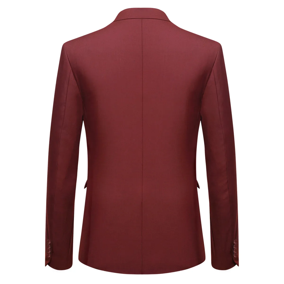 2-Piece Slim Fit Simple Designed Wine Red Suit