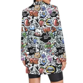 3D Graffiti Print Oversized Blazers