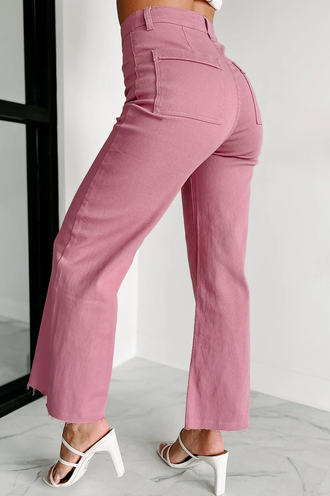 According To Plan High Rise Wide Leg Crop Jeans (Wild Rose)