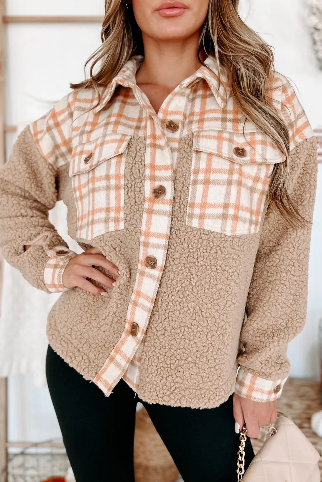 Aim To Please Plaid/Teddy Jacket (Orange/Multi)