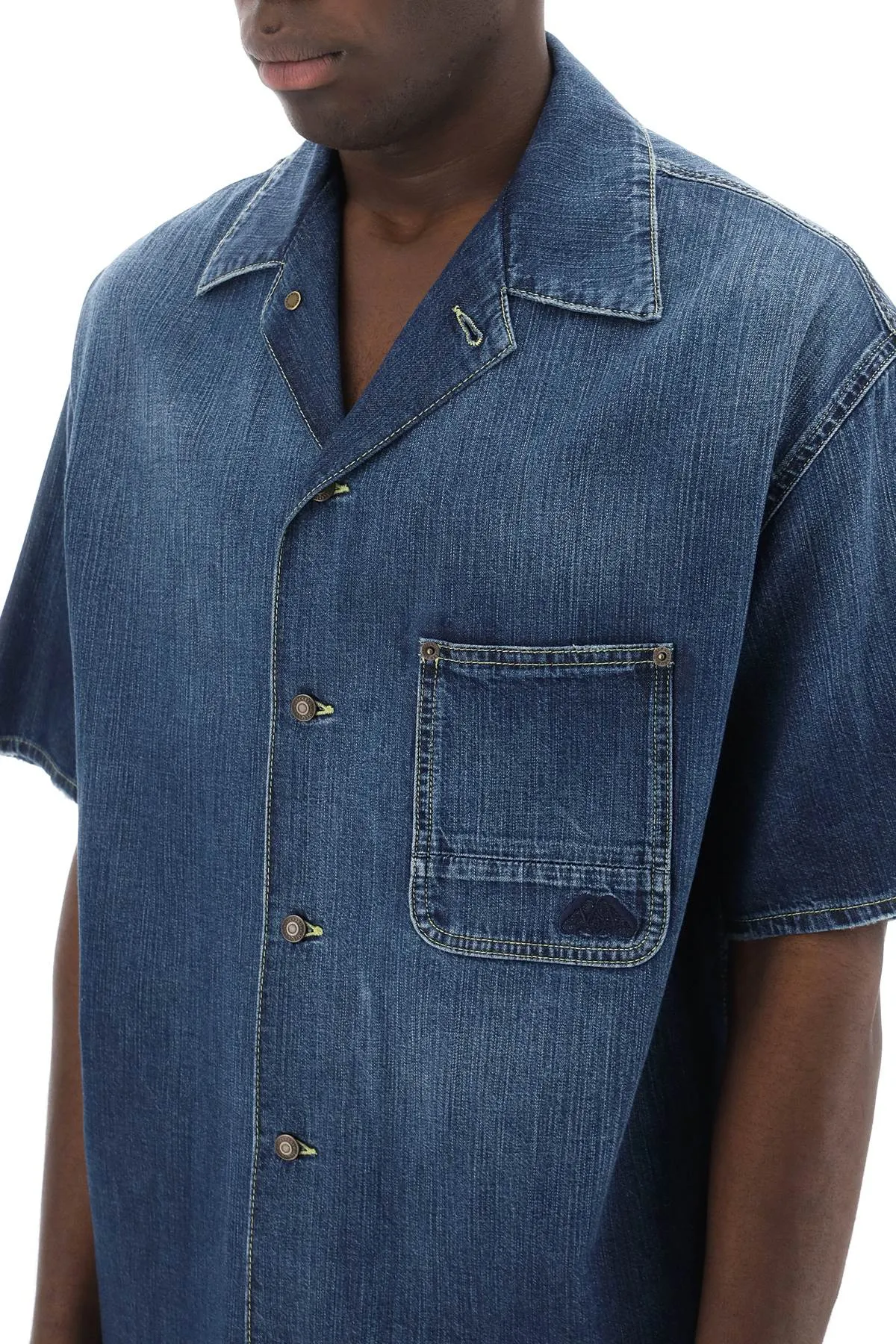 Alexander Mcqueen Organic Denim Short Sleeve Shirt (Size - 48)