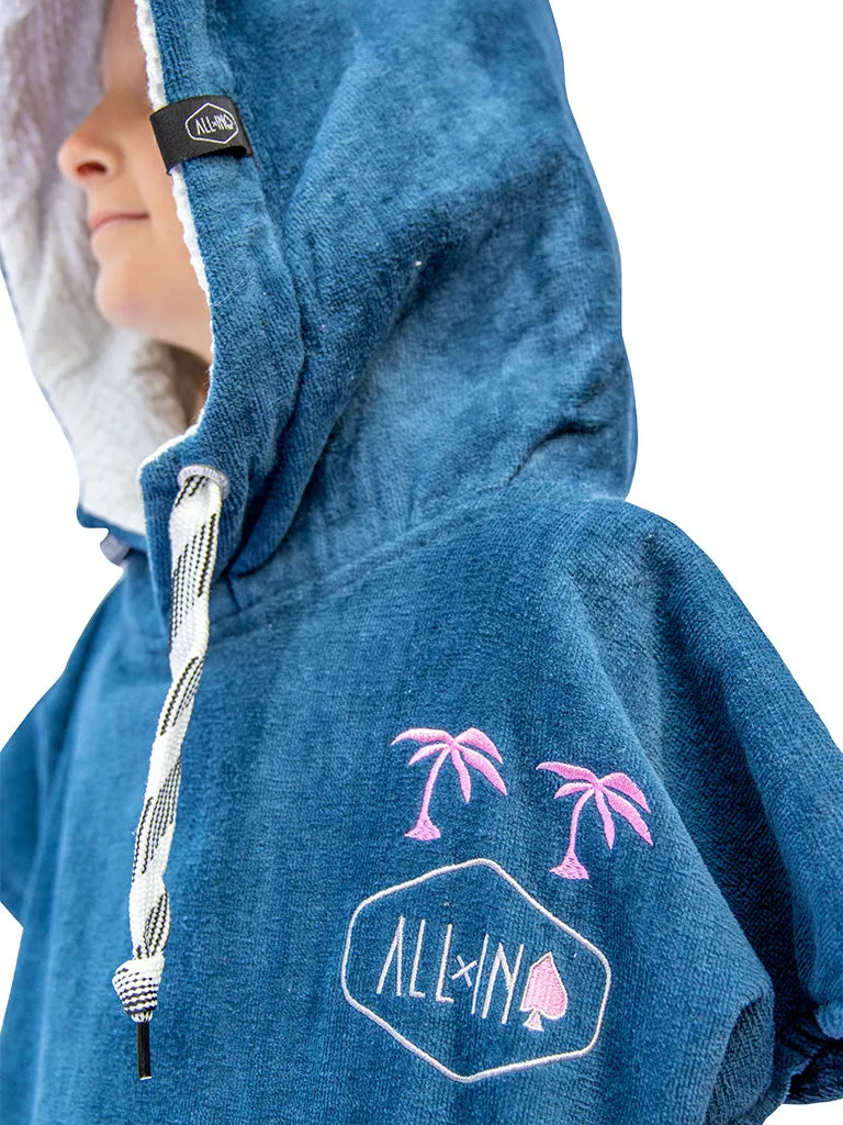 All-In Junior V Poncho Grey Blue White Pink Surf Poncho