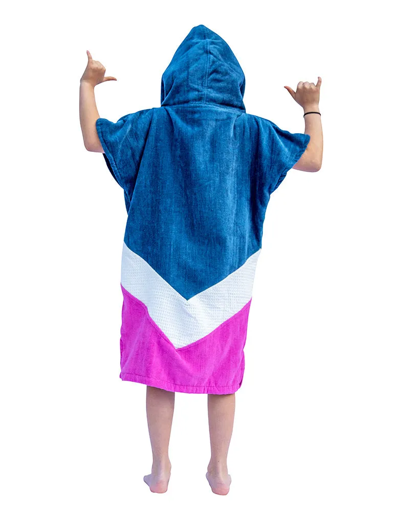 All-In Junior V Poncho Grey Blue White Pink Surf Poncho