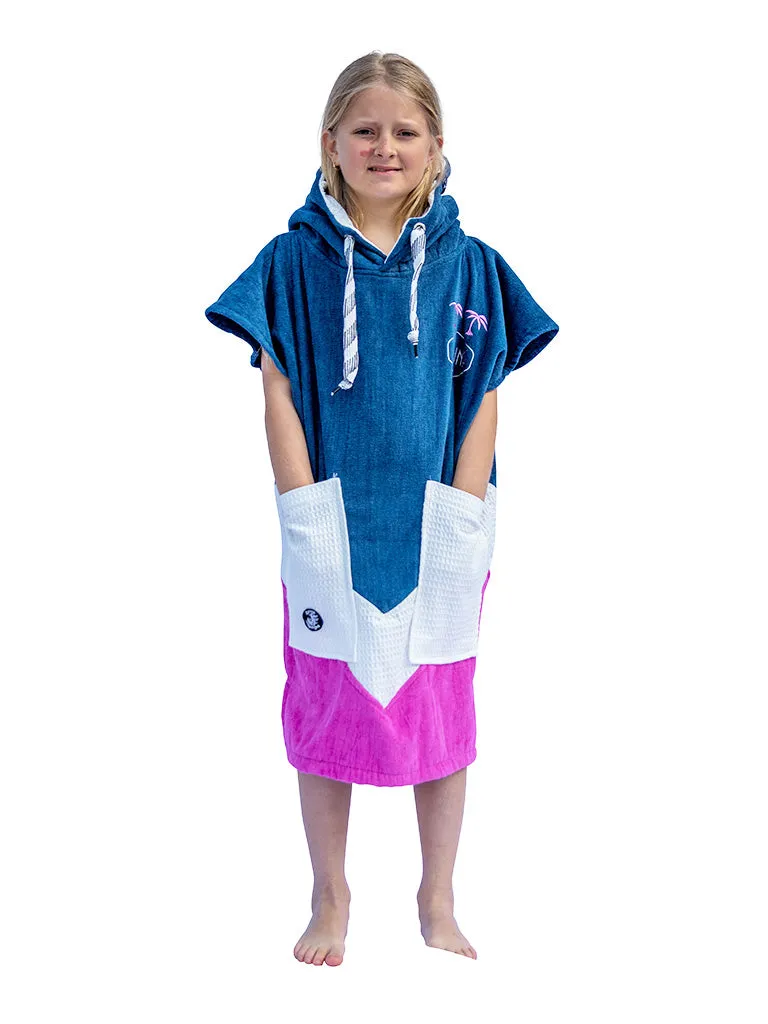 All-In Junior V Poncho Grey Blue White Pink Surf Poncho