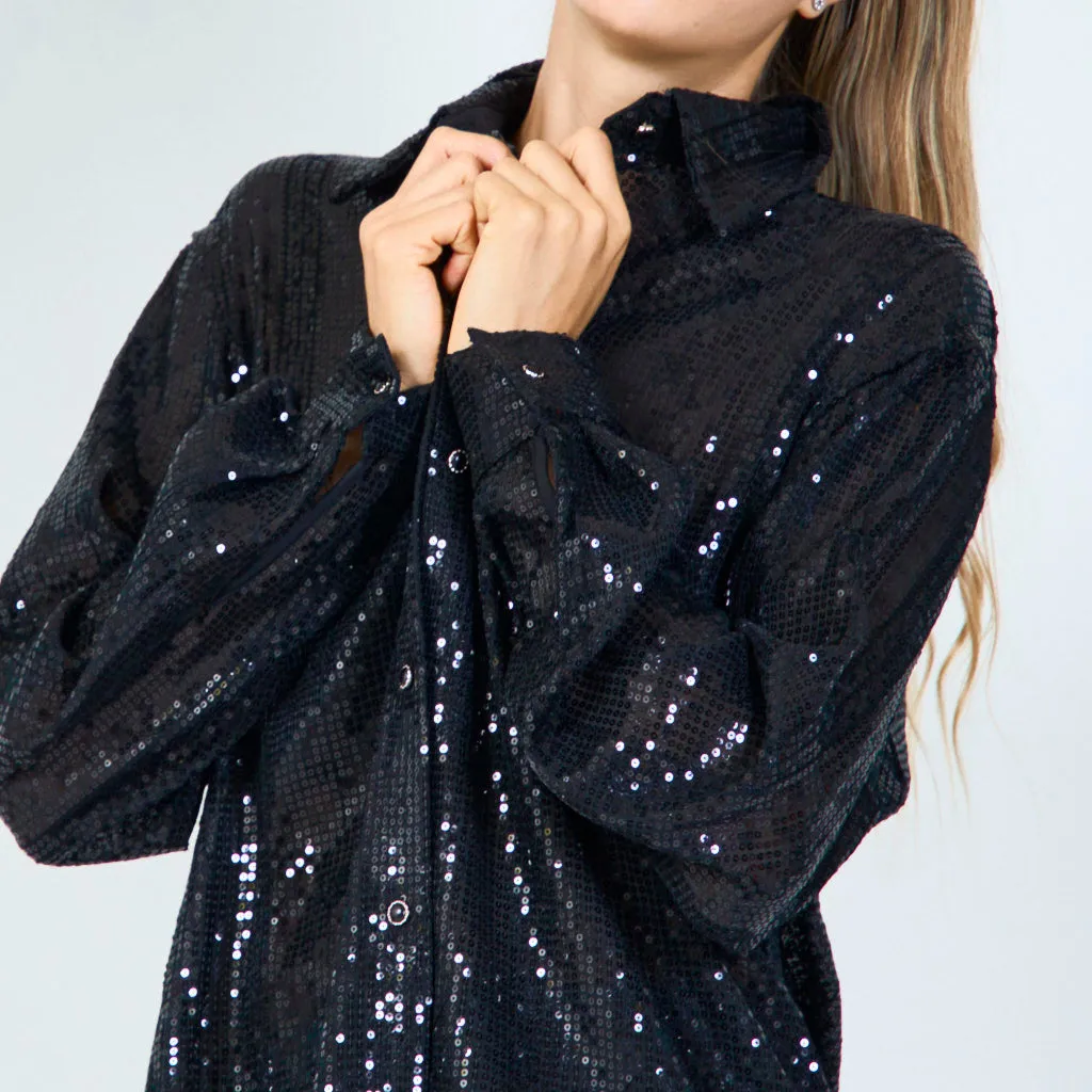 All-over sequin chiffon blouse wholesale