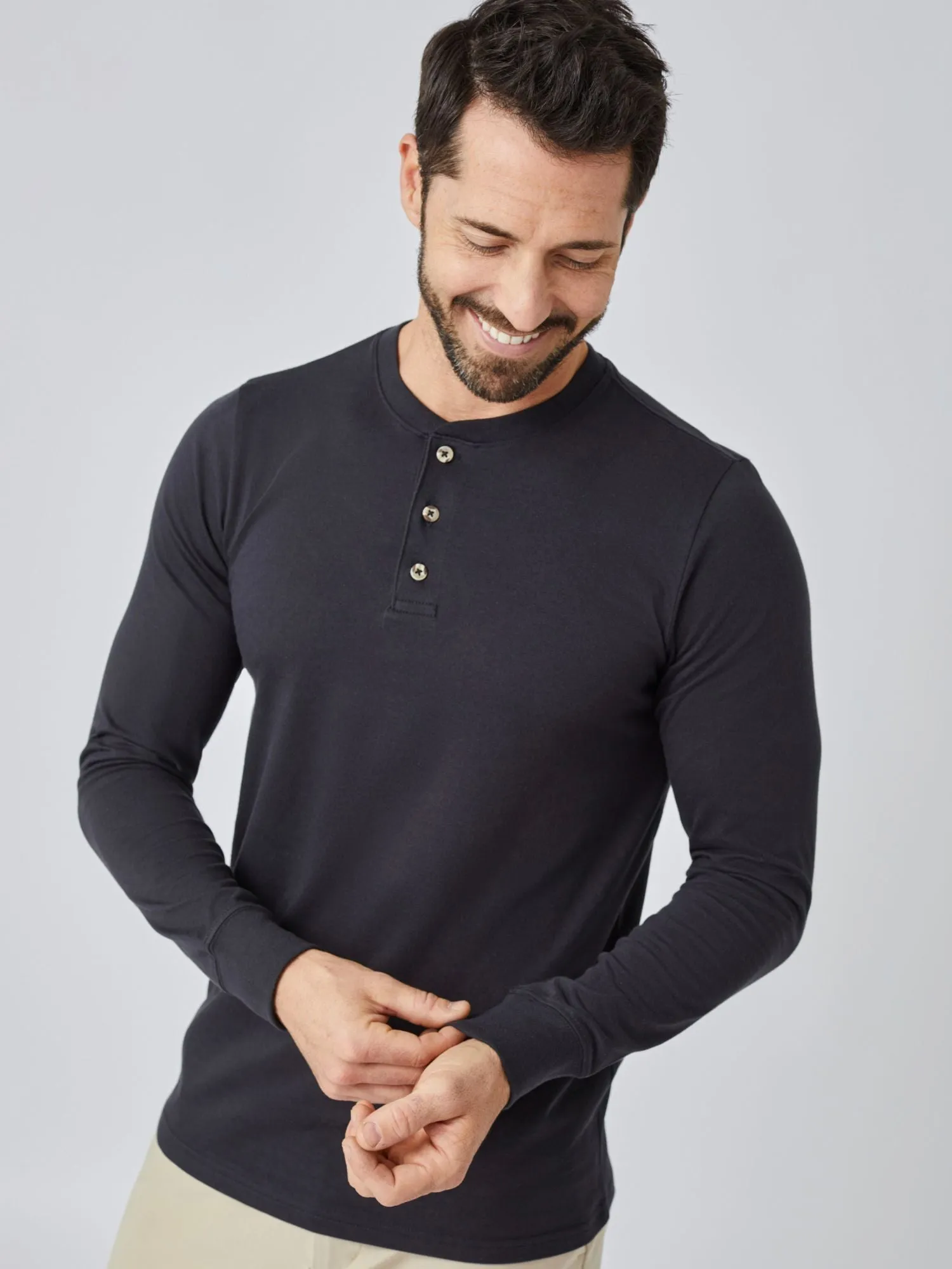 Anchor Black Long Sleeve Henley