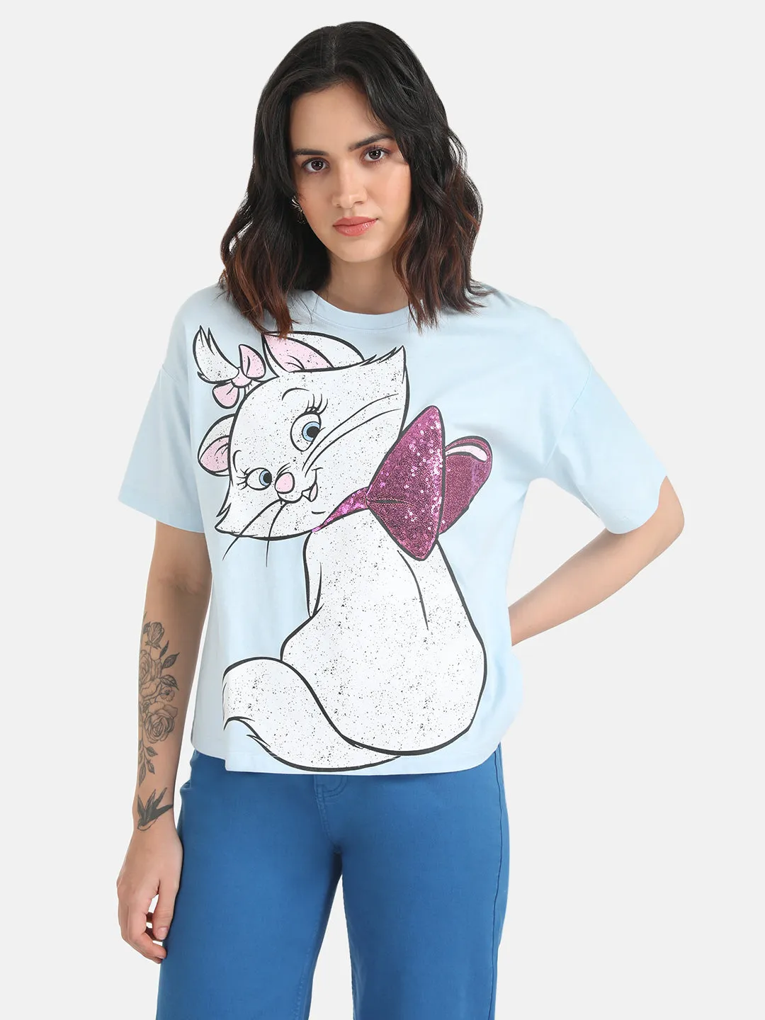 Aristocats  Disney Printed T-Shirt With Sequin Work