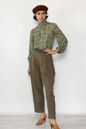 Army Green Pleated Slacks XS