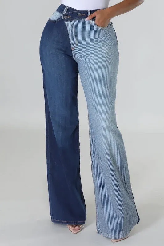 Asymmetrical Pin Stripe Jean