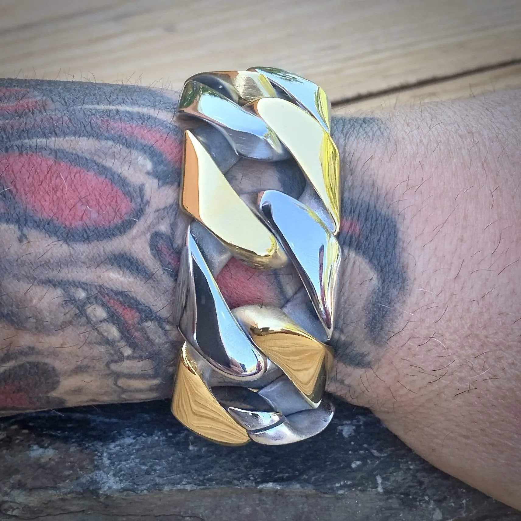 Bagger Bracelet - Gold & Silver - 1" Wide - The Custom - B19