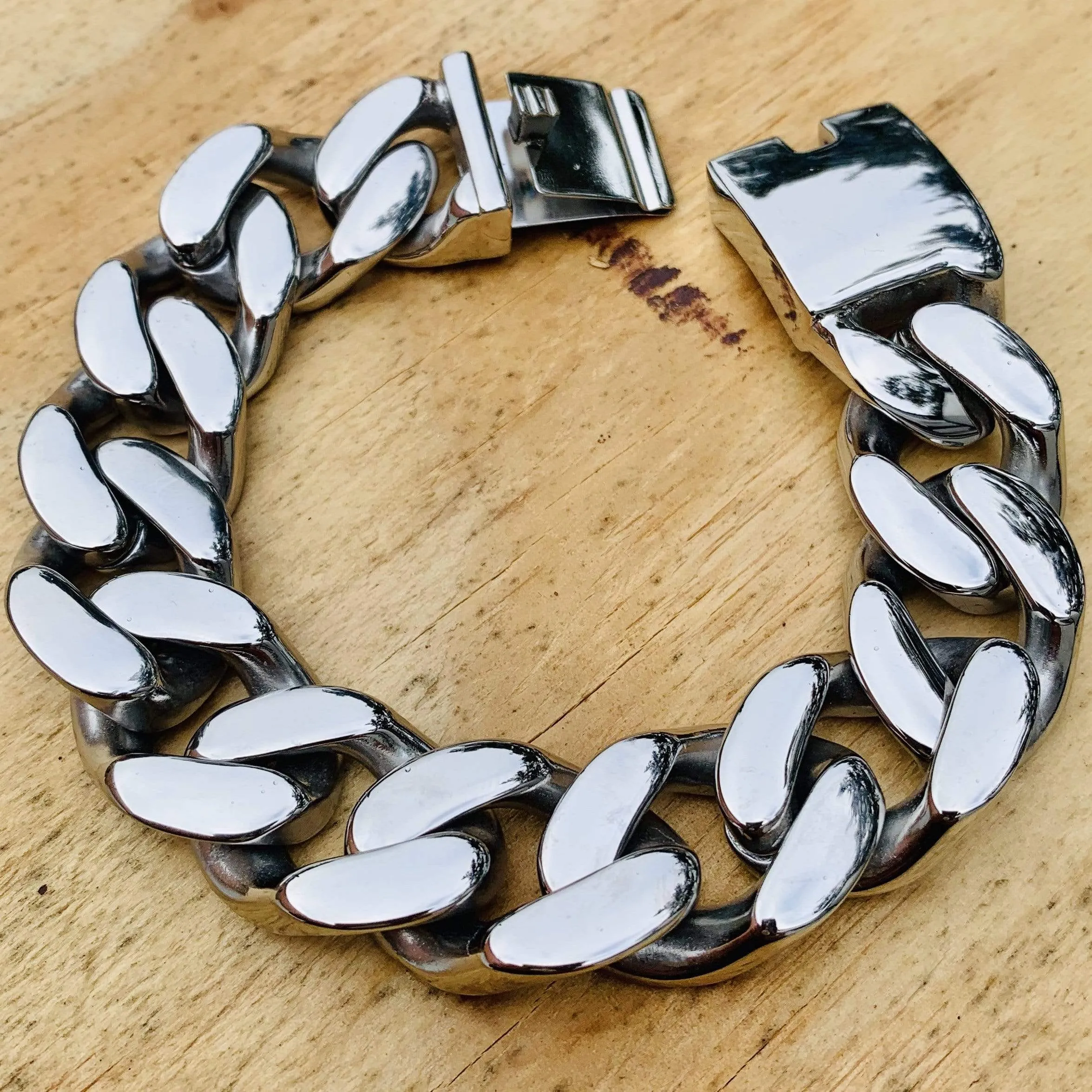 Bagger Bracelet - "EASY BIKER" - Polished - 3/4” wide - B16