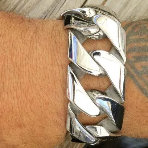 Bagger Bracelet - Silver - 1.25" Wide - The Classic - B29