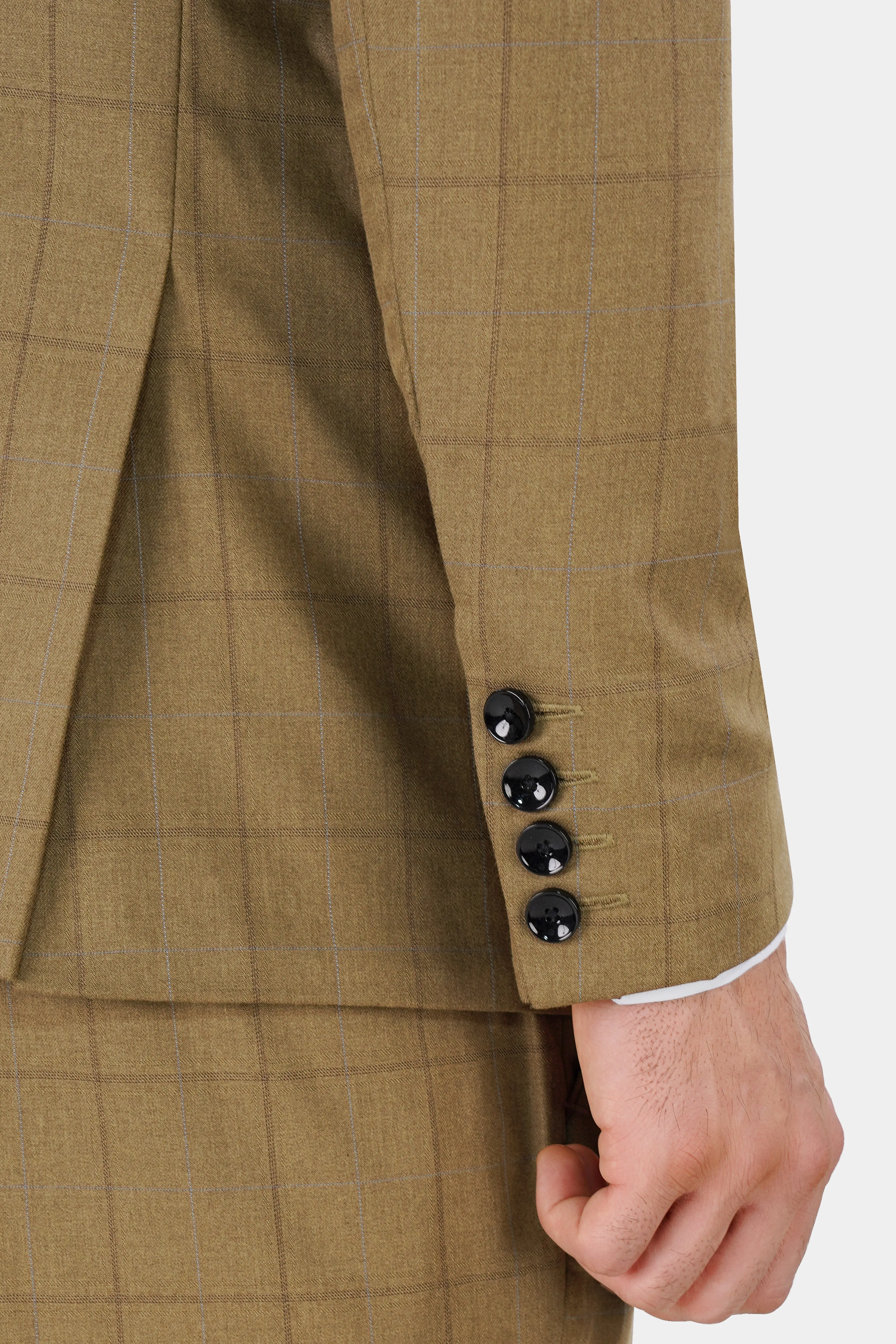 Barley Brown Windowpane Wool Rich Designer Blazer