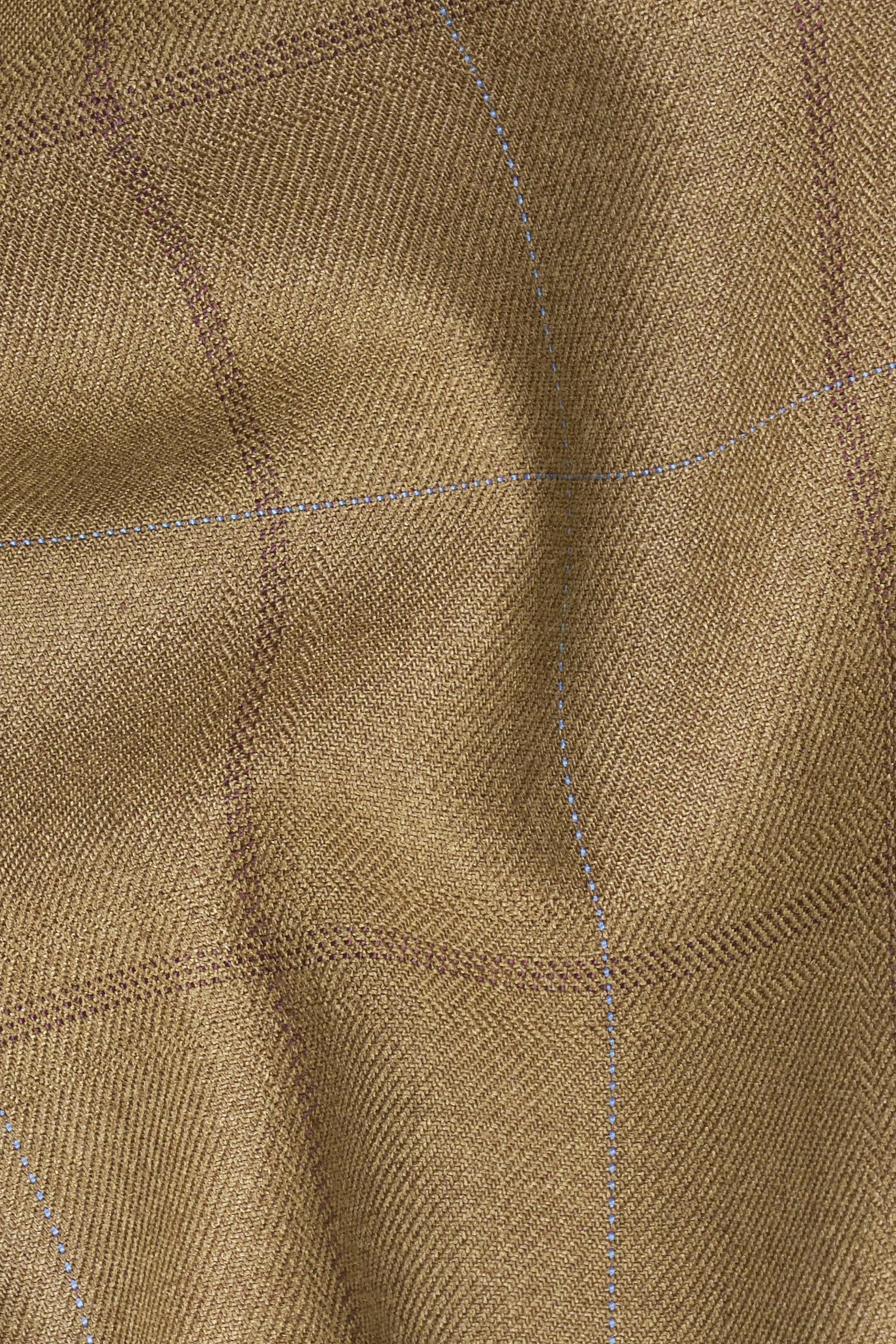 Barley Brown Windowpane Wool Rich Designer Blazer