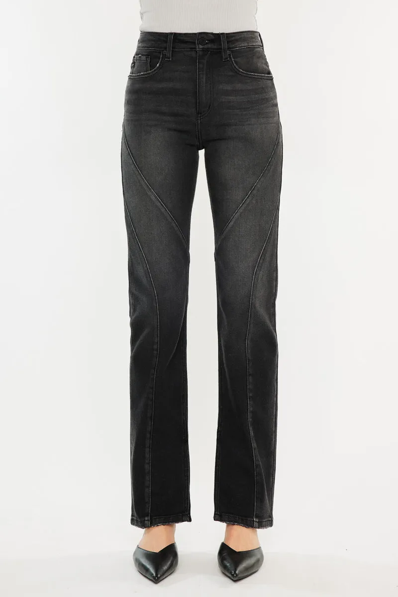 Berry High Rise Slit Straight Leg Jeans