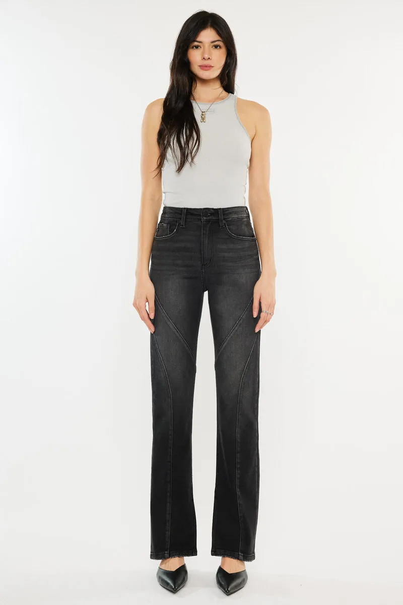 Berry High Rise Slit Straight Leg Jeans