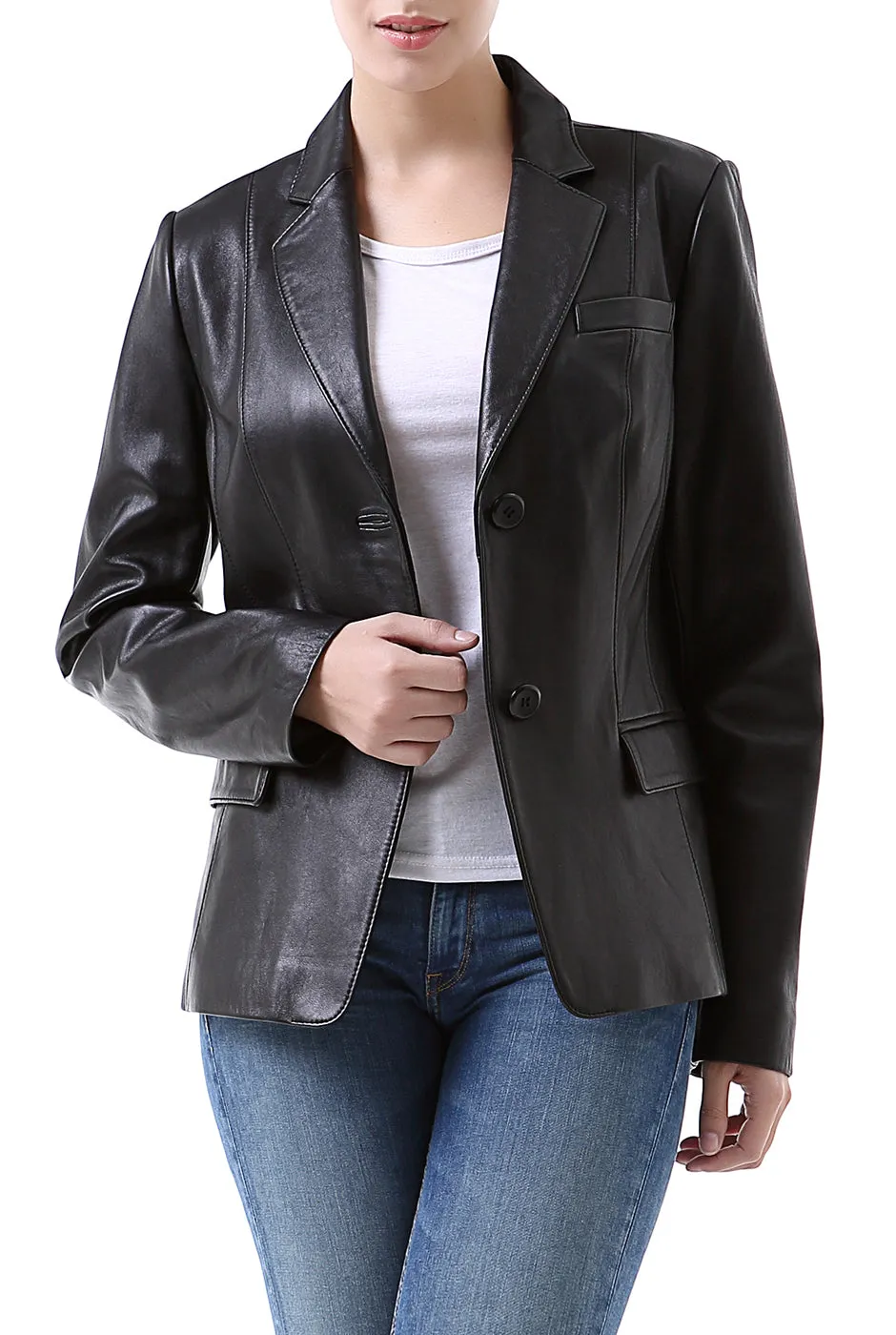 BGSD Women Kristina New Zealand Lambskin Leather Blazer