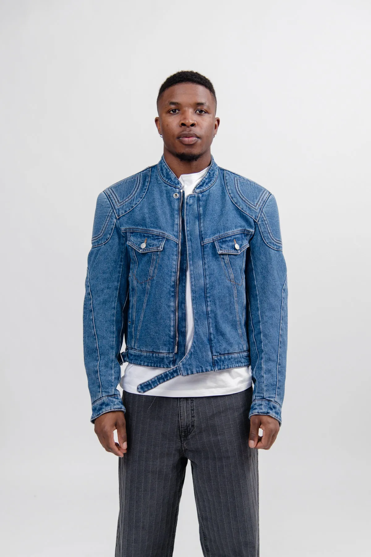 Biker Denim Jacket Mid Blue FN-MN-OUTW001054