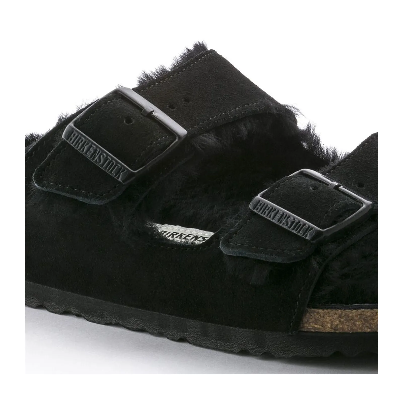 Birkenstock Arizona Shearling Slide Sandal (Women) - Black/Black