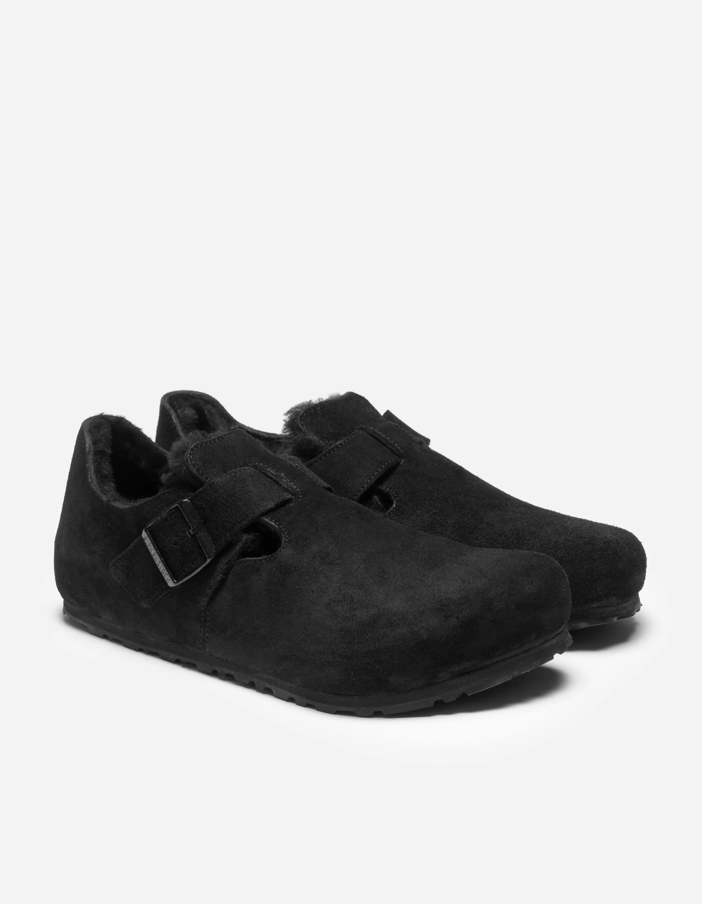 Birkenstock London Shearling Suede Leather Black