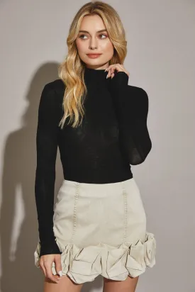 BLACK LONG SLEEVE TURTLENECK TOP