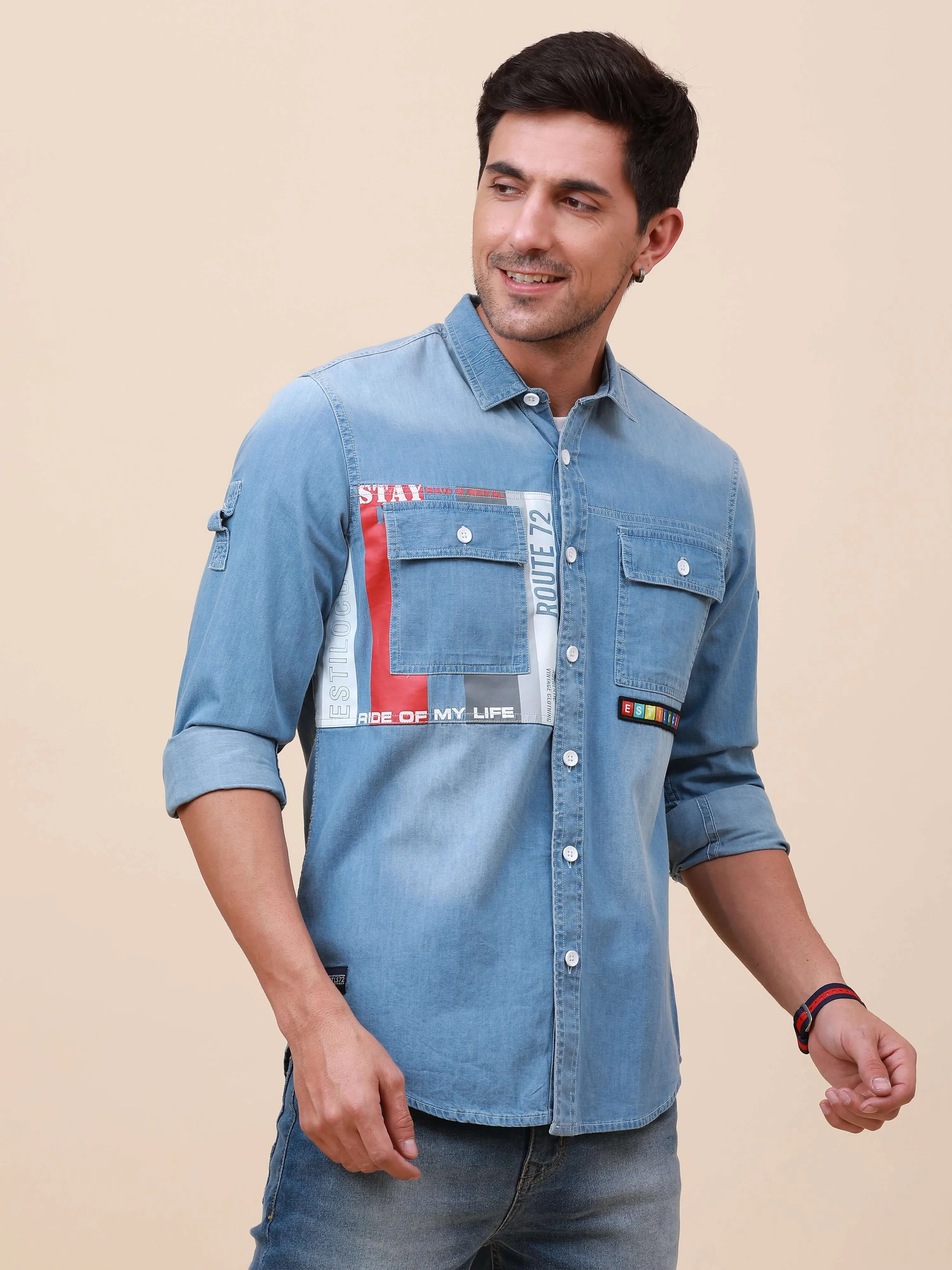 Blue Denim Double Pocket Shirt