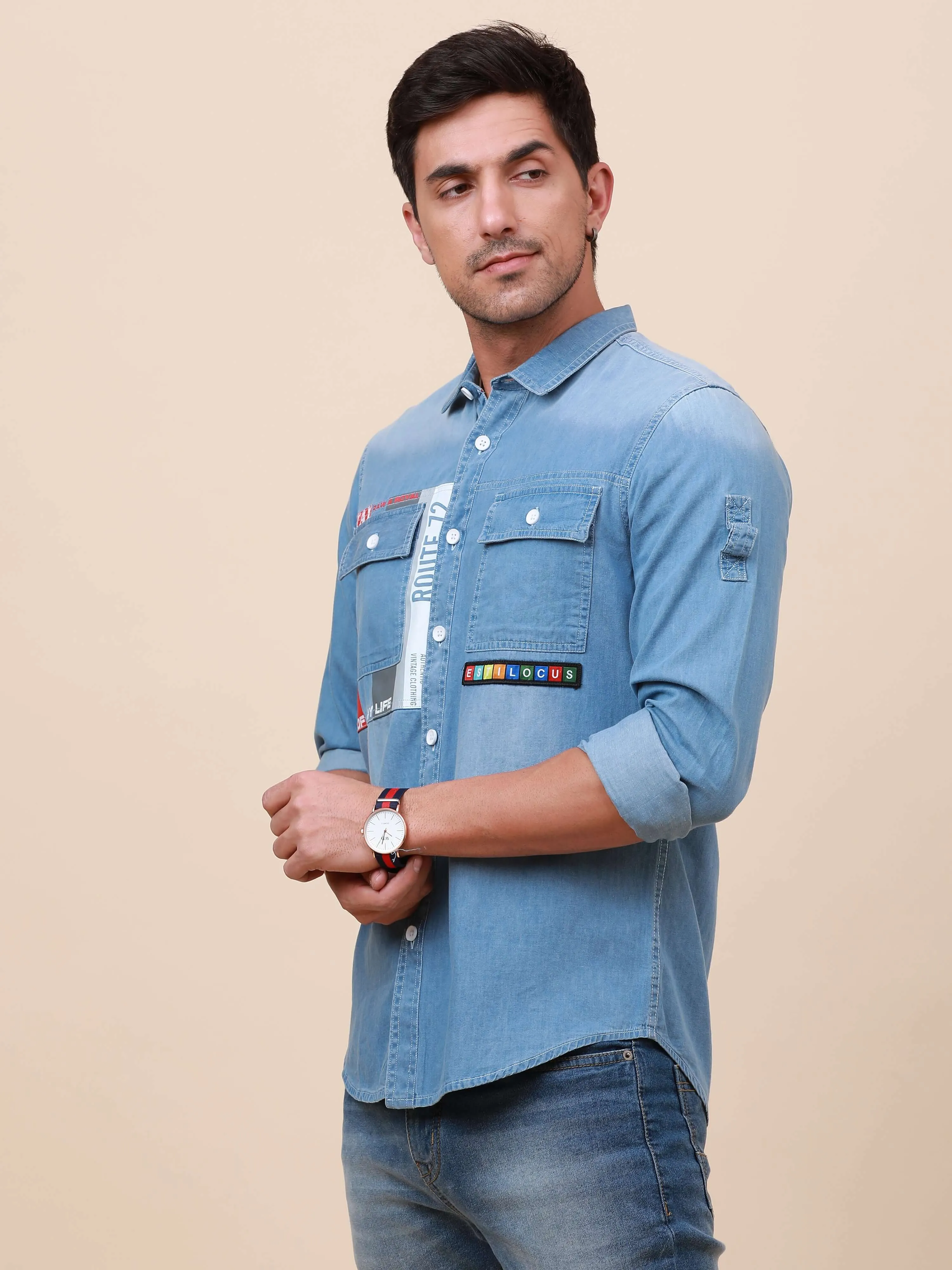 Blue Denim Double Pocket Shirt