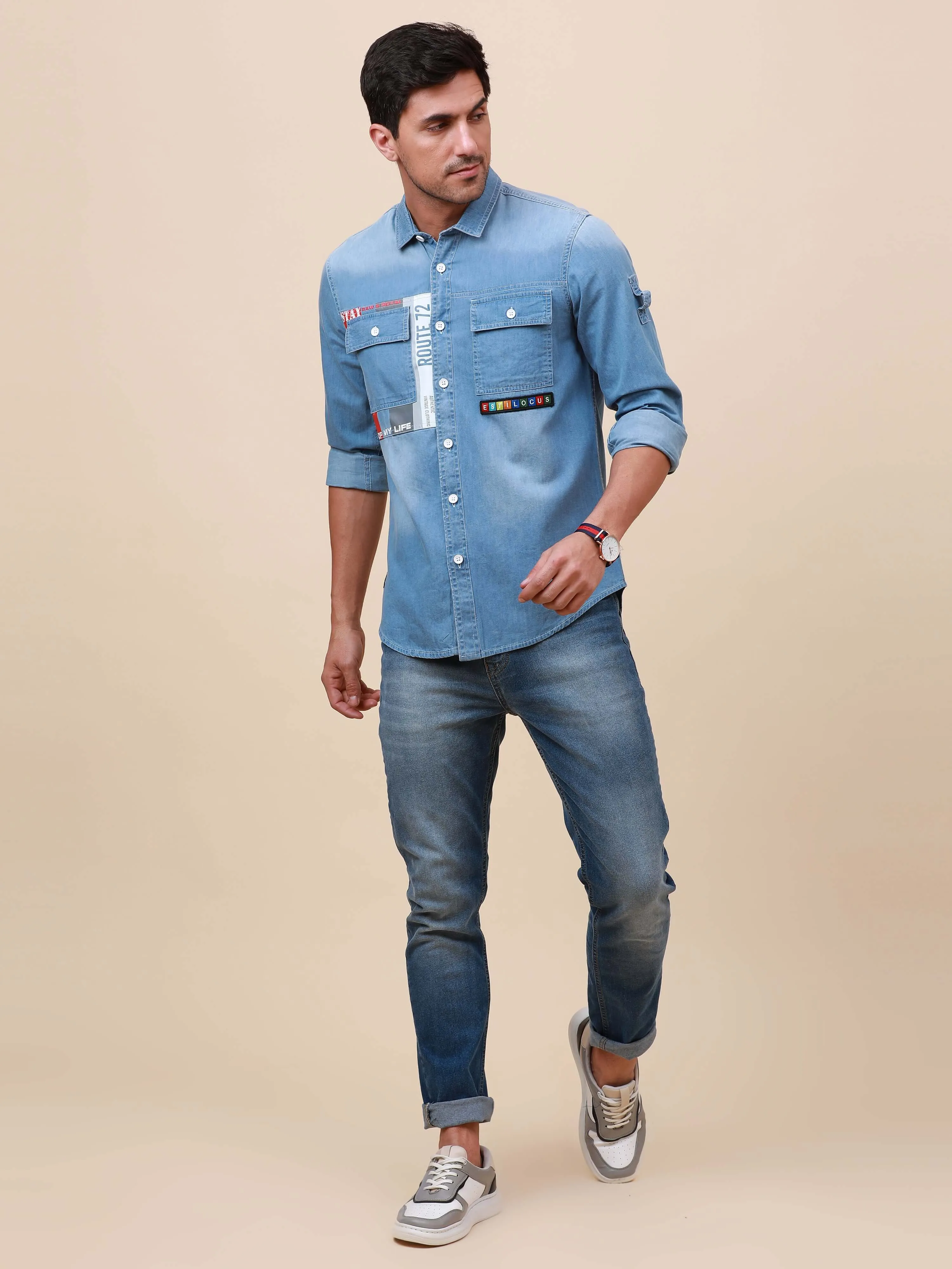 Blue Denim Double Pocket Shirt