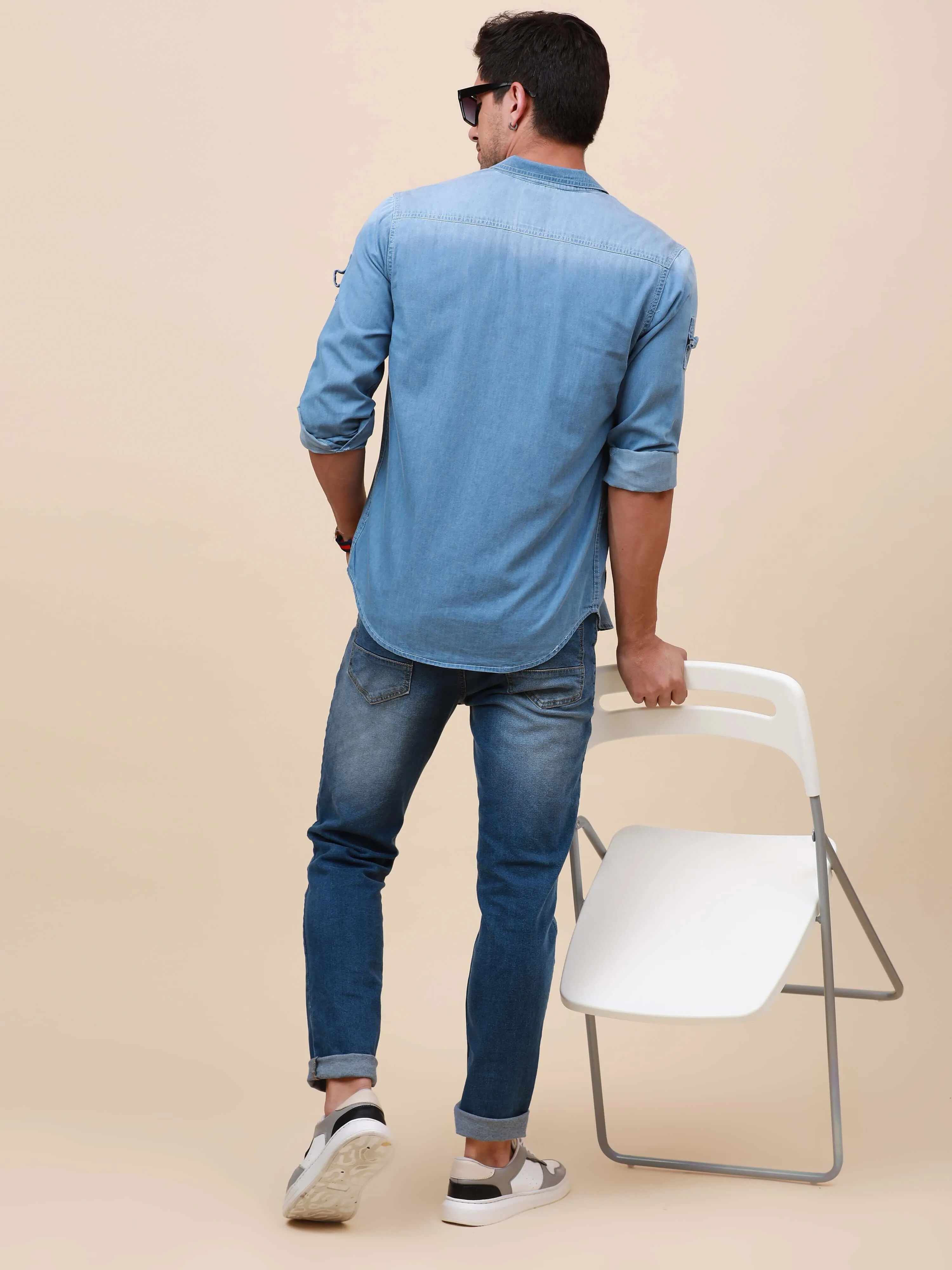 Blue Denim Double Pocket Shirt