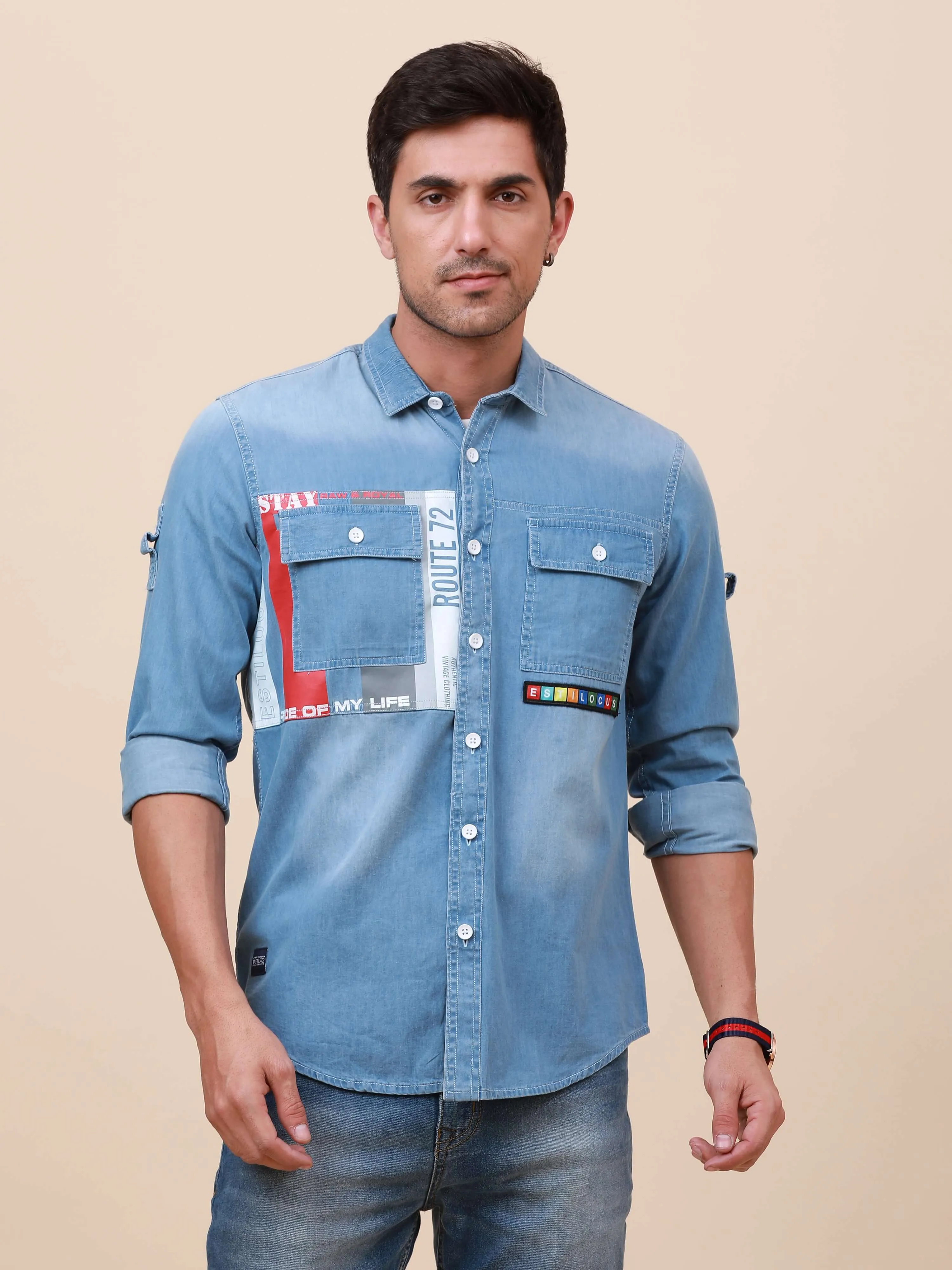 Blue Denim Double Pocket Shirt