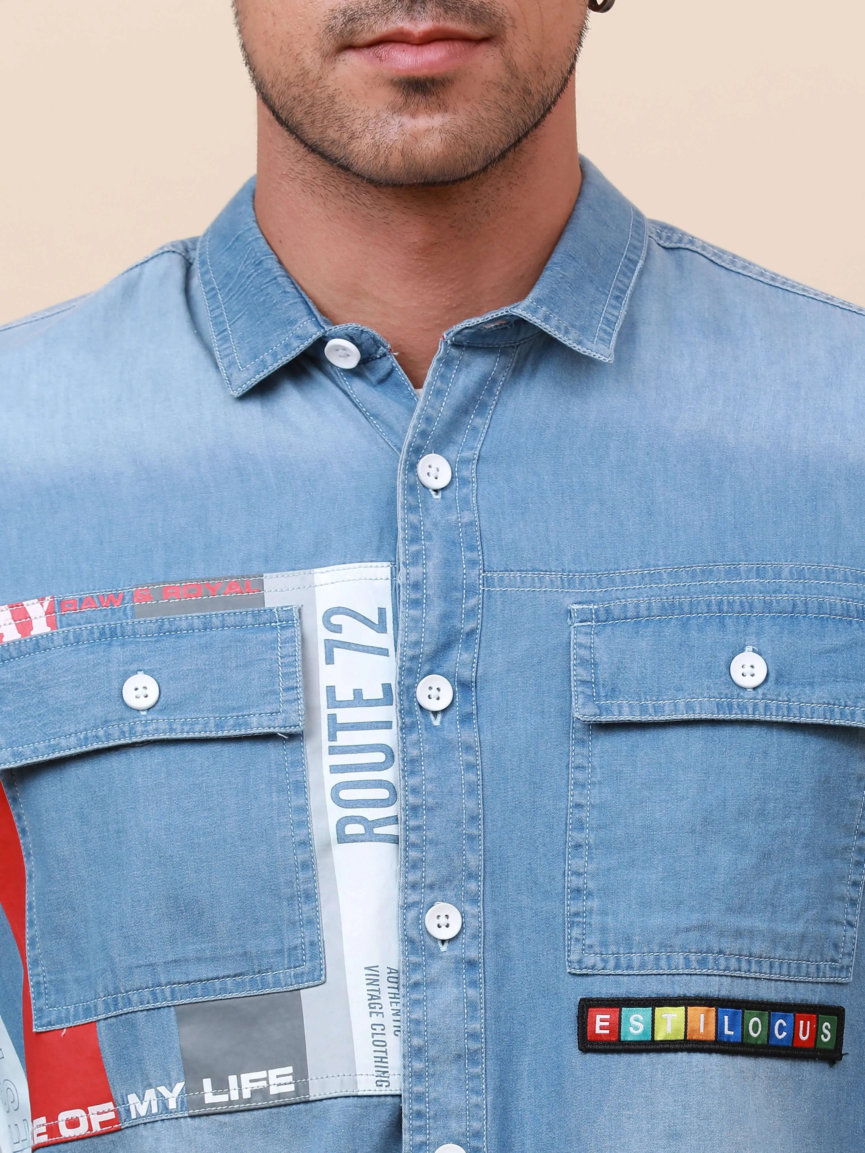 Blue Denim Double Pocket Shirt