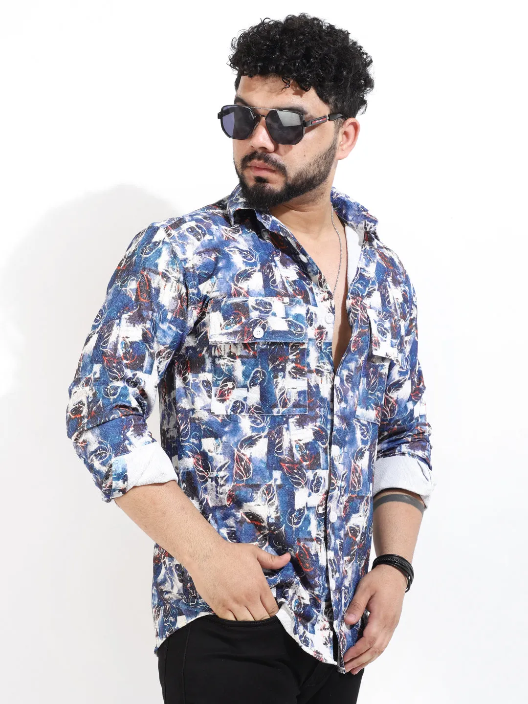 Blue Digital Print Shirt