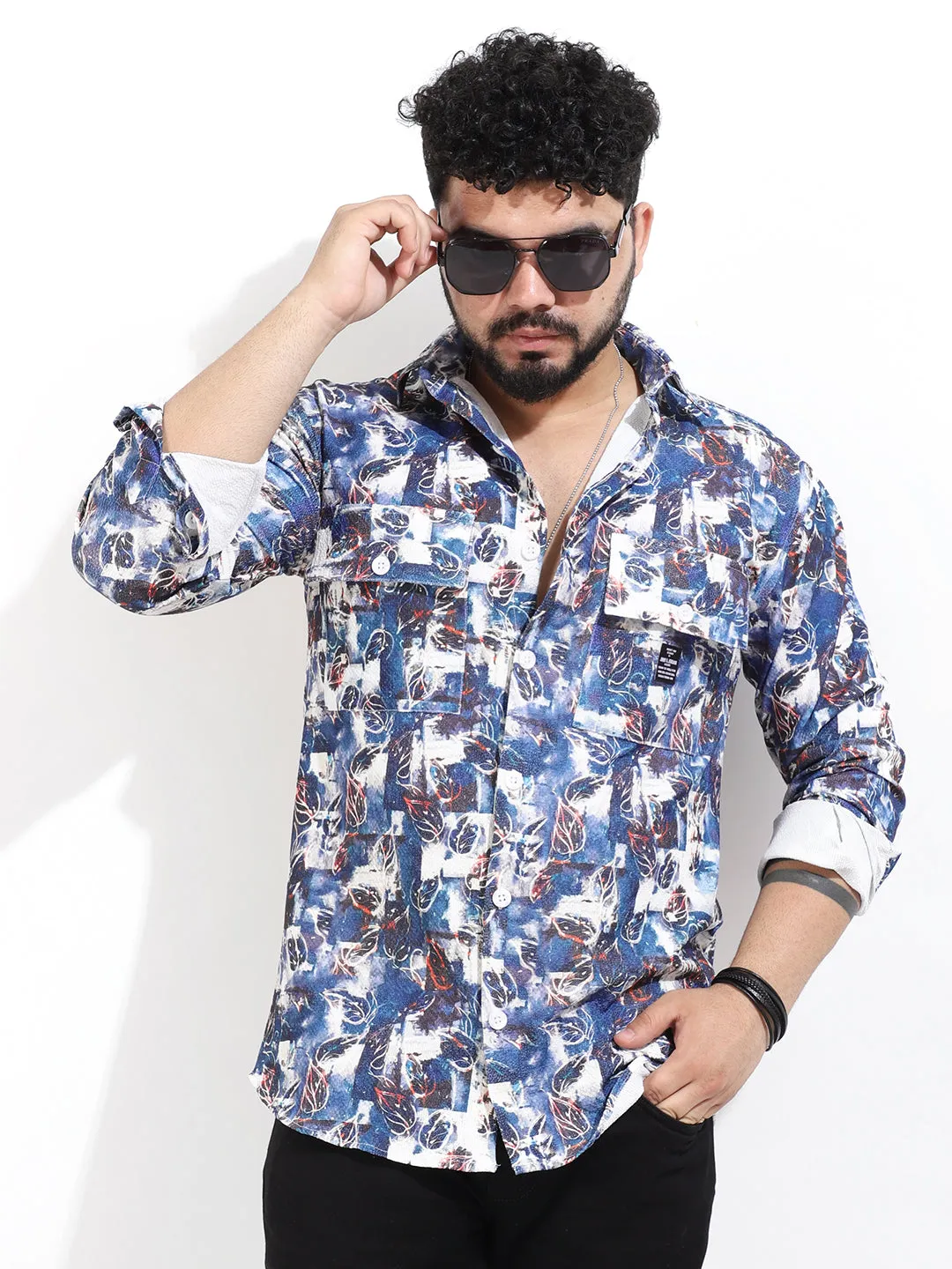 Blue Digital Print Shirt