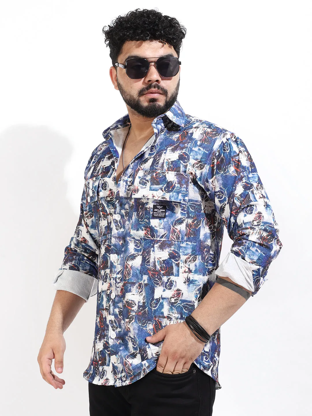 Blue Digital Print Shirt