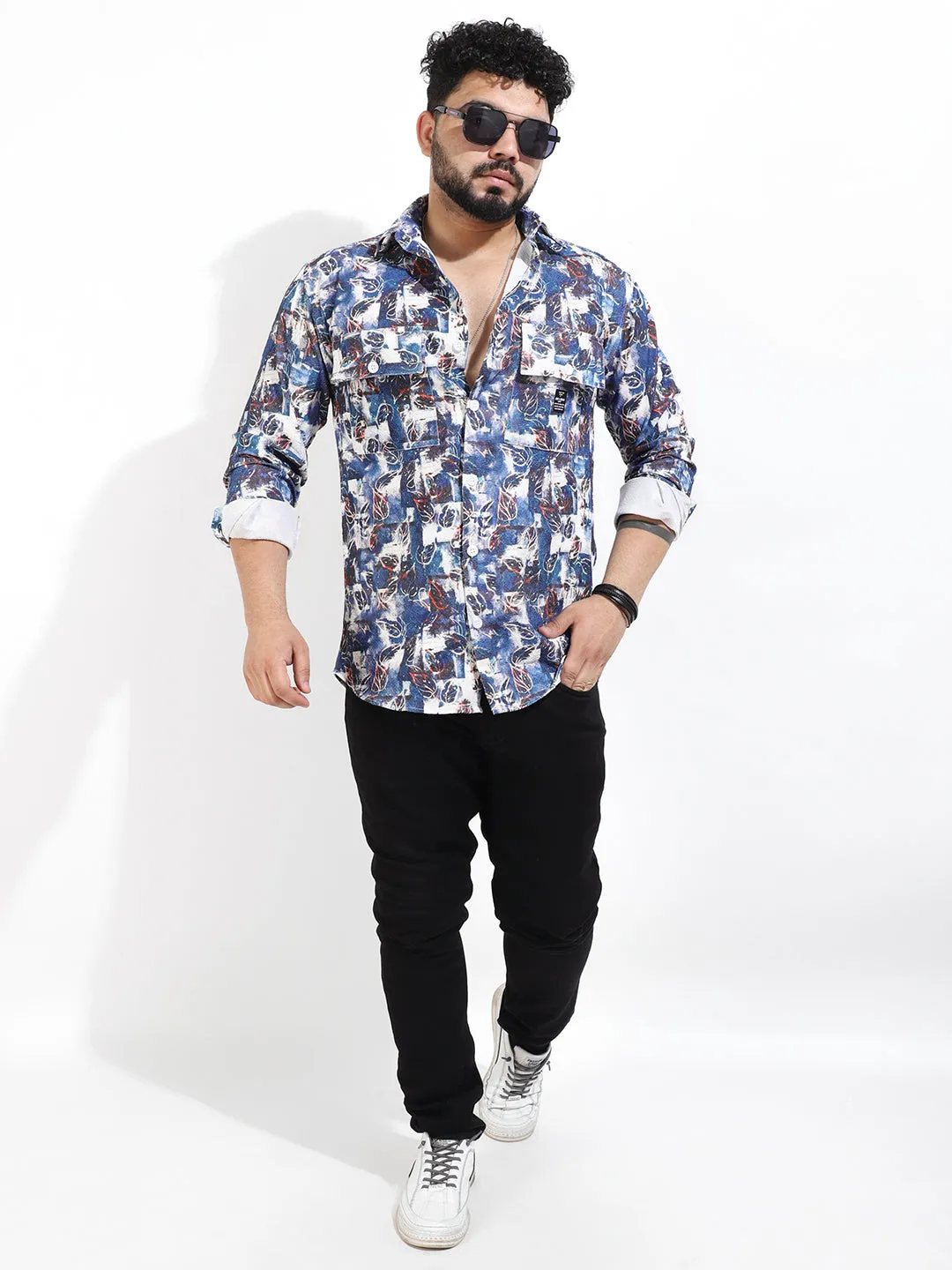 Blue Digital Print Shirt