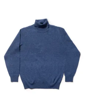 BLUE LAMBSWOOL TURTLENECK SWEATER