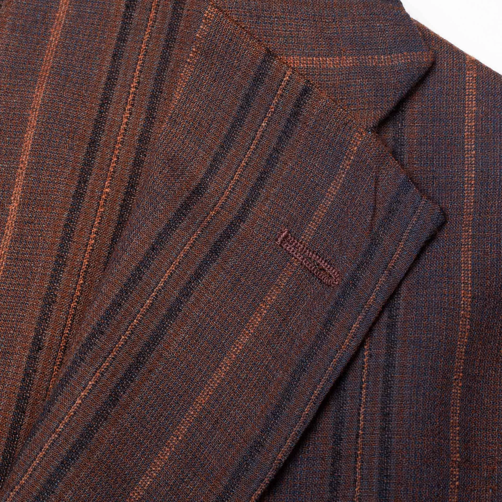 BOGLIOLI Galleria Bluish Brown Striped Wool-Silk Unconstructed Jacket 48 NEW 38