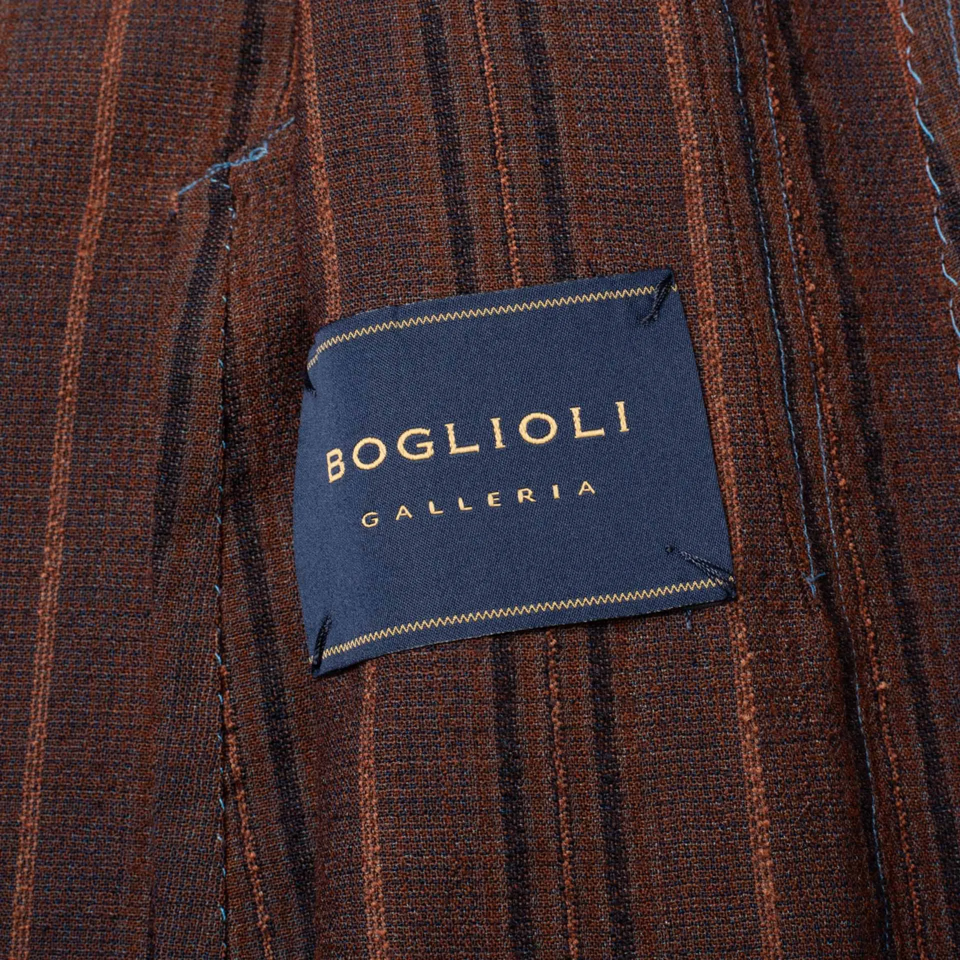 BOGLIOLI Galleria Bluish Brown Striped Wool-Silk Unconstructed Jacket 48 NEW 38