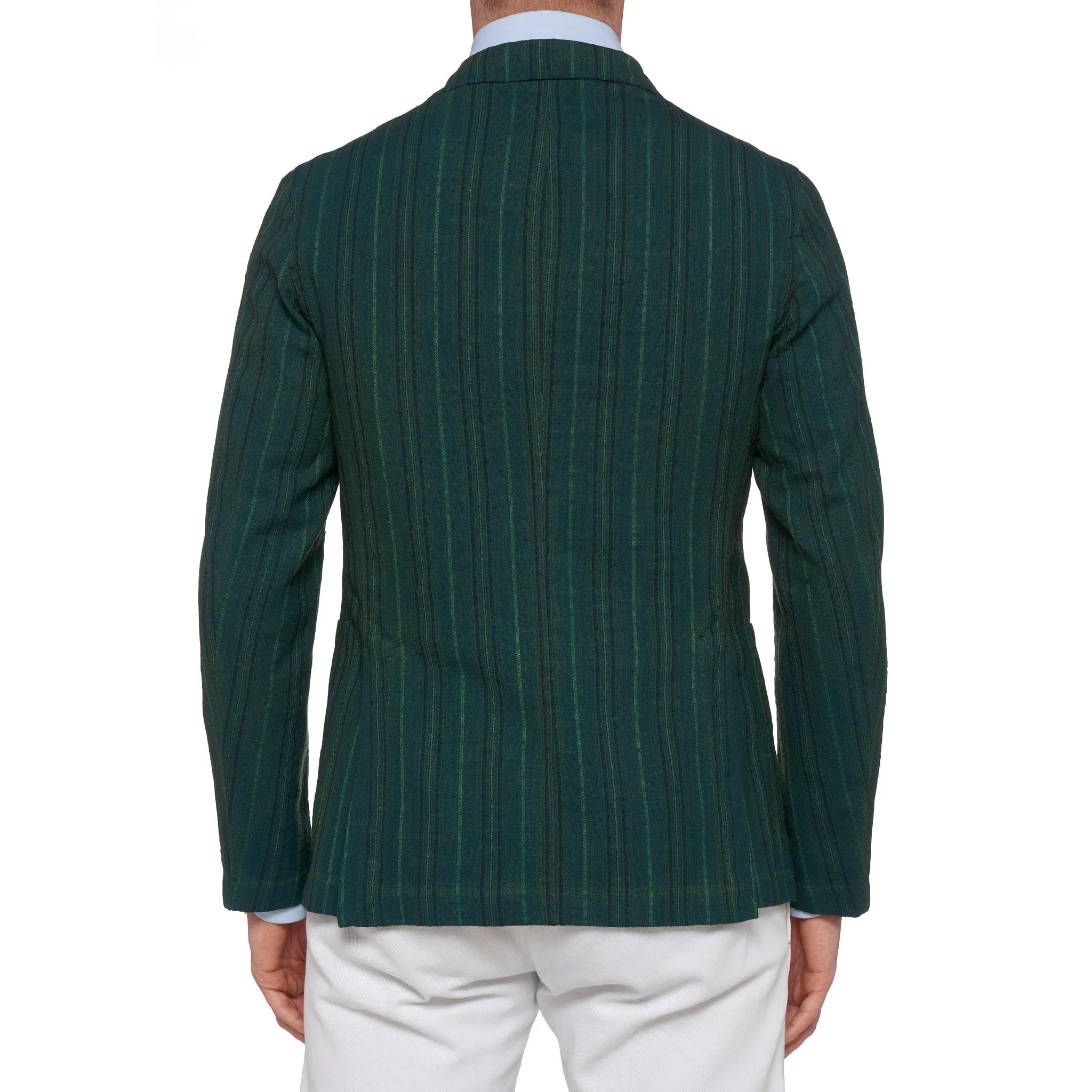 BOGLIOLI Galleria Green Striped Wool-Silk Unconstructed Jacket EU 48 NEW US 38