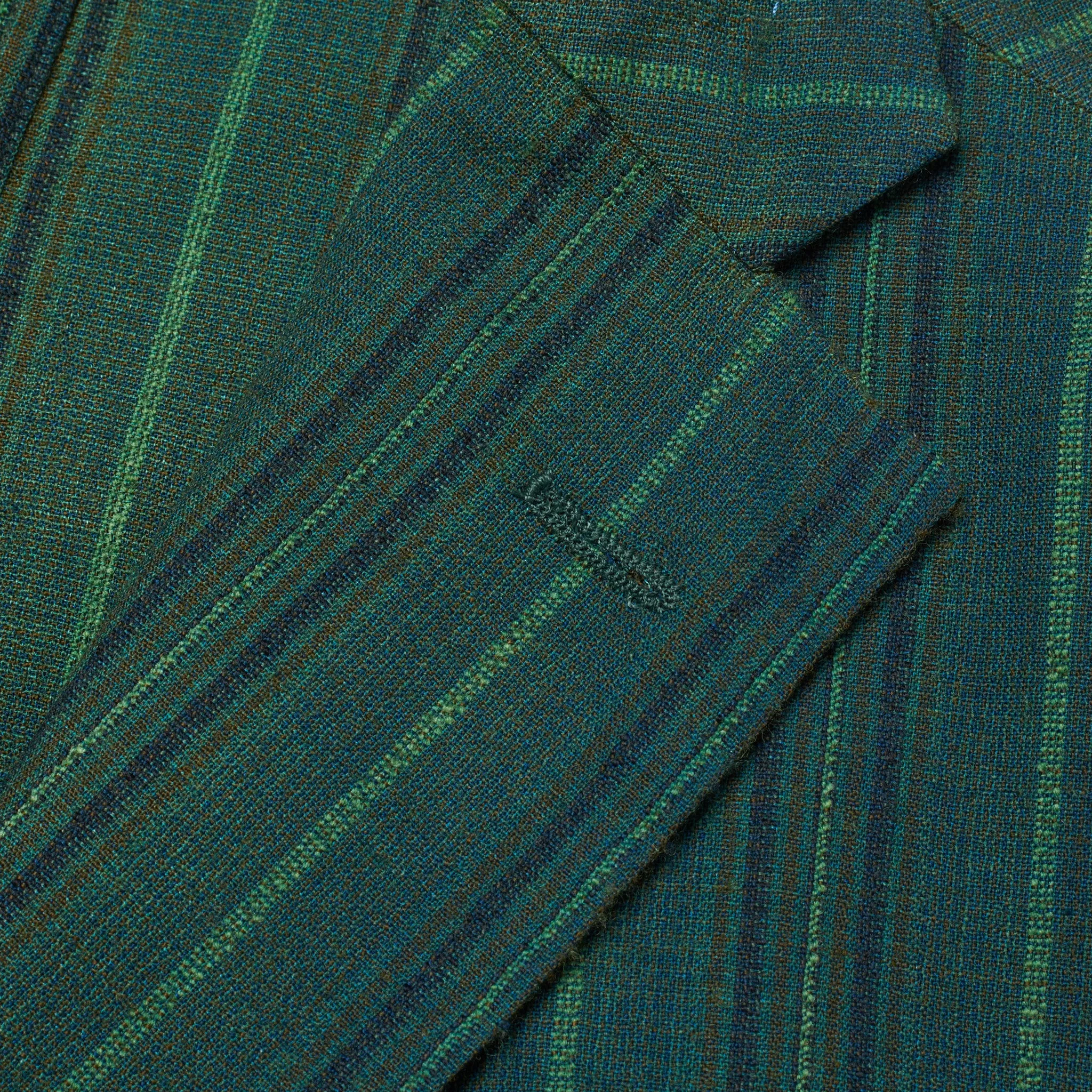 BOGLIOLI Galleria Green Striped Wool-Silk Unconstructed Jacket EU 48 NEW US 38