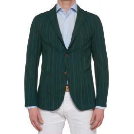 BOGLIOLI Galleria Green Striped Wool-Silk Unconstructed Jacket EU 48 NEW US 38