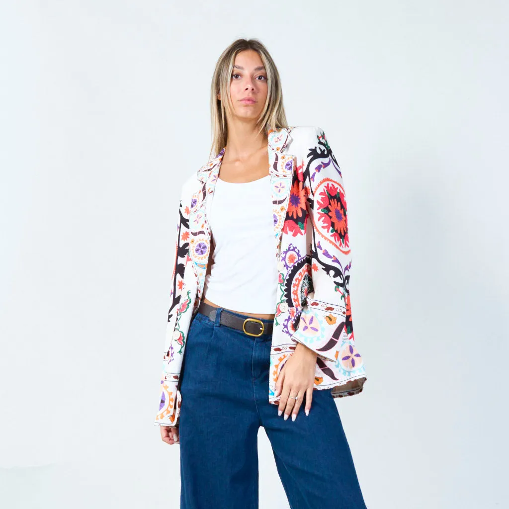 Bold patterned blazer with vibrant accents wholesale