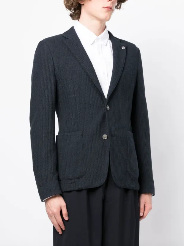 BOSS single-breasted waffle-effect blazer