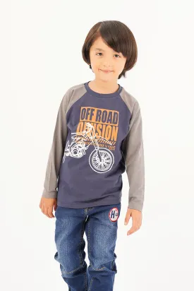 Boy's Full Sleeve Graphics Crew Reglan