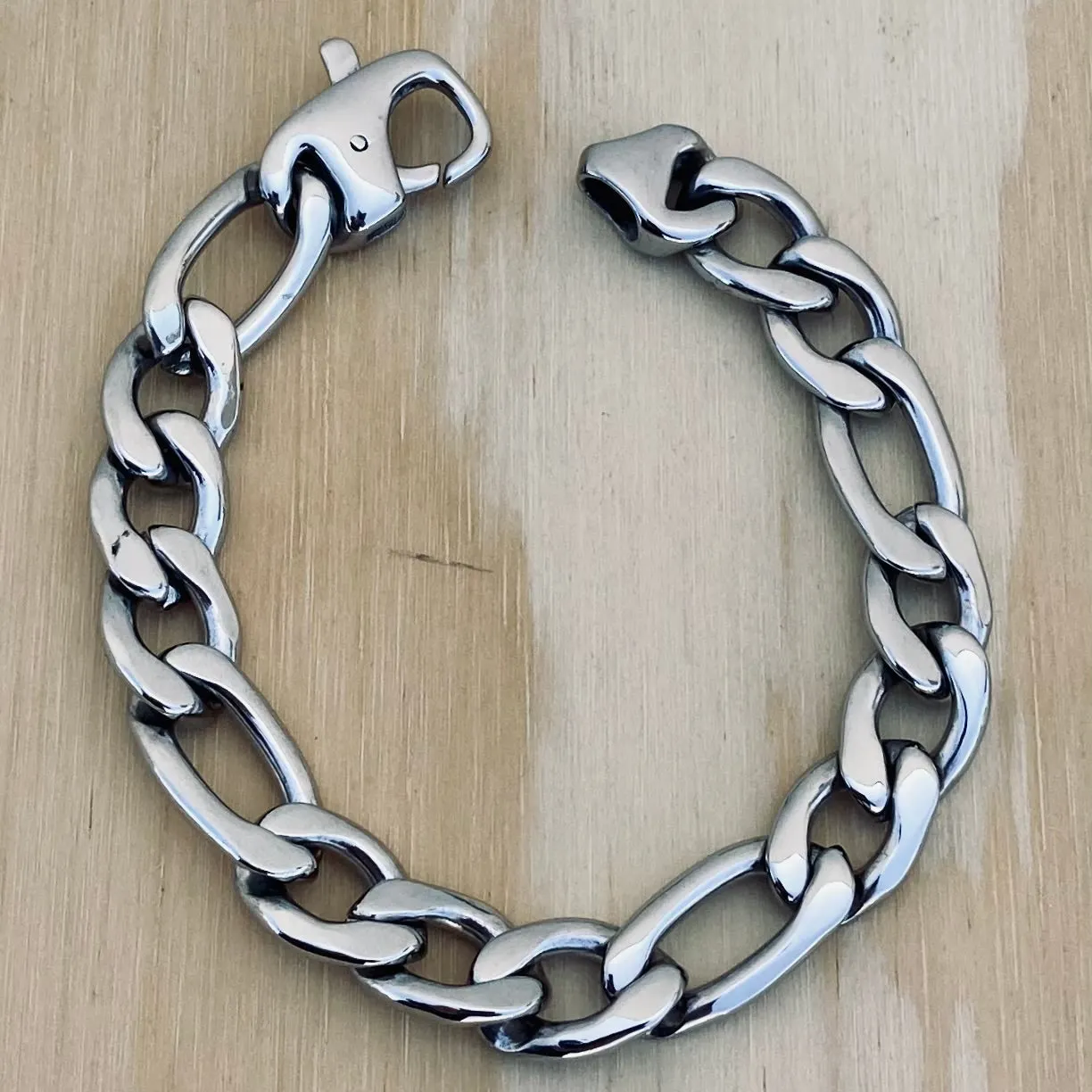 Bracelet Figaro - 1/4" Sicilian -  Polished Silver - FB02