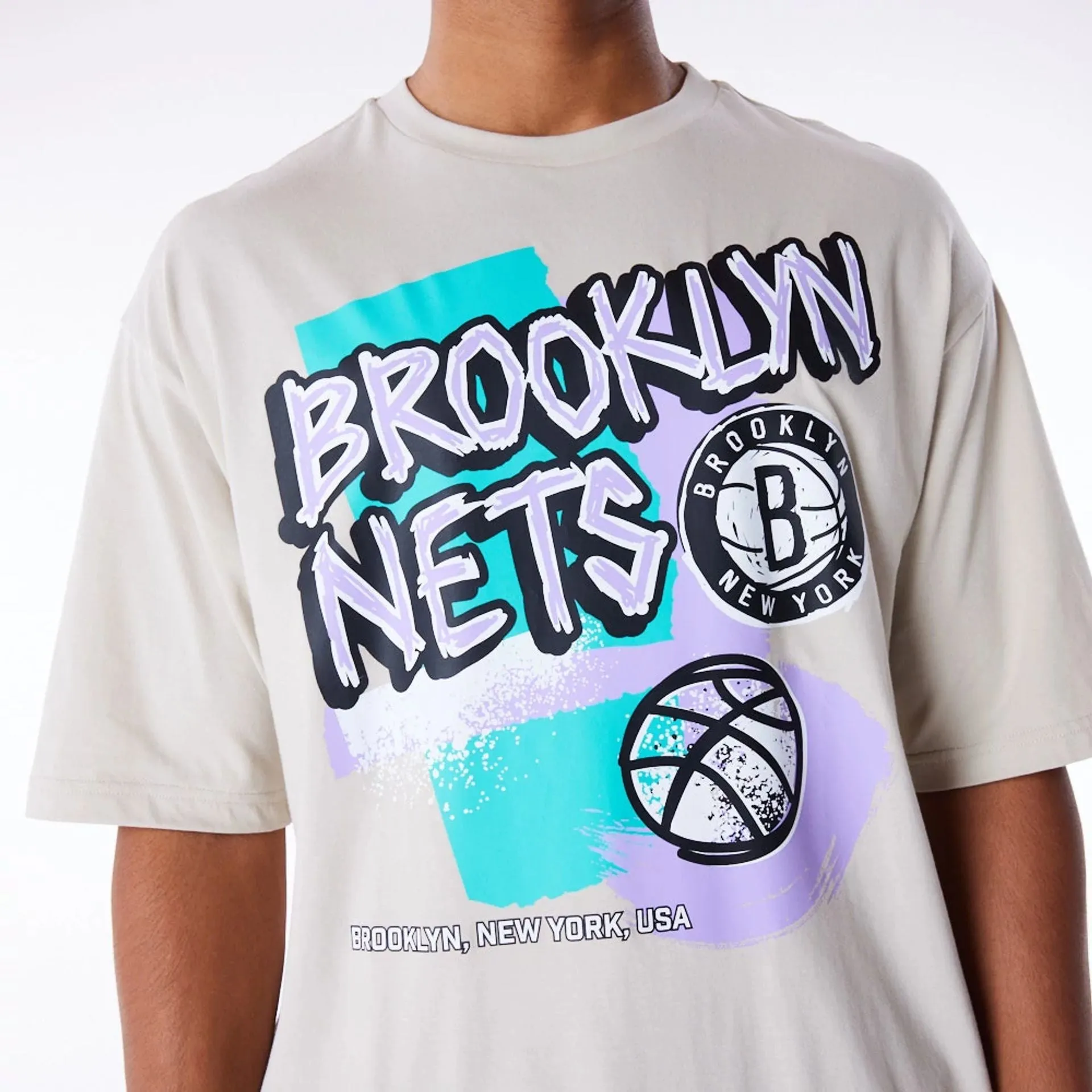 Brooklyn Nets Retro Graphic Stone Oversized T-Shirt