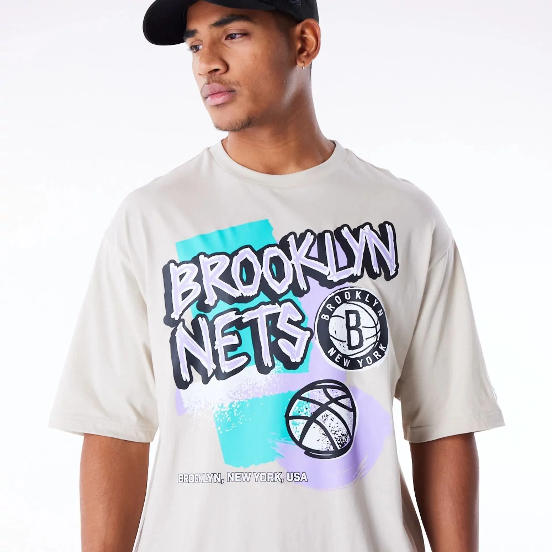 Brooklyn Nets Retro Graphic Stone Oversized T-Shirt