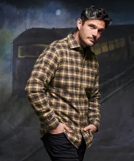 Brushed Cotton Plaid Long-Sleeve Sport Shirt